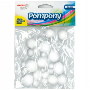 Pompony kreatywne Brewis Białe, 24szt